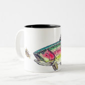 Rainbow Trout Fly Fishing Zweifarbige Tasse (Vorderseite Links)