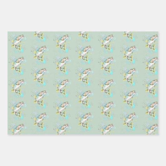 Rainbow Trout Mint Wrapping Paper Sheets Geschenkpapier Set (Vorderseite 2)