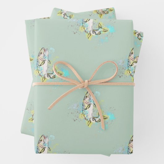 Rainbow Trout Mint Wrapping Paper Sheets Geschenkpapier Set (Beispiel)