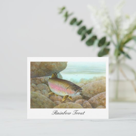 Rainbow Trout Painting Postcard Postkarte (Stehend Vorderseite)