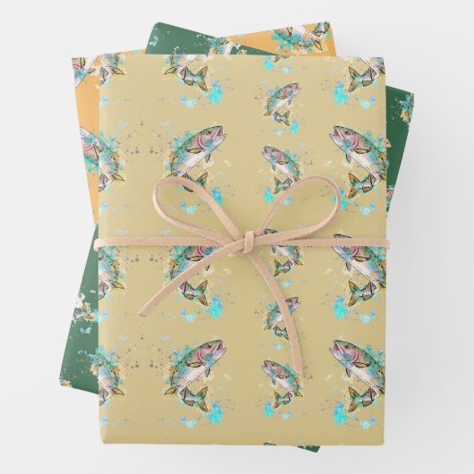Rainbow Trout Wrapping Paper Sheets Geschenkpapier Set (Beispiel)