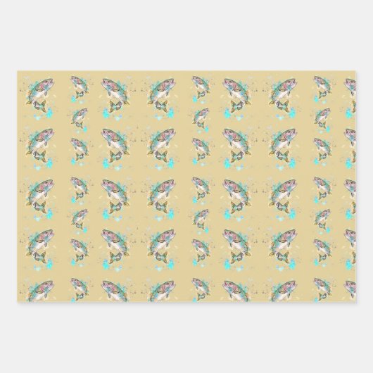 Rainbow Trout Wrapping Paper Sheets Geschenkpapier Set (Vorderseite)