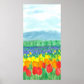 Rainbow Tulip Field Wasserfarbe Blume Poster (Vorne)
