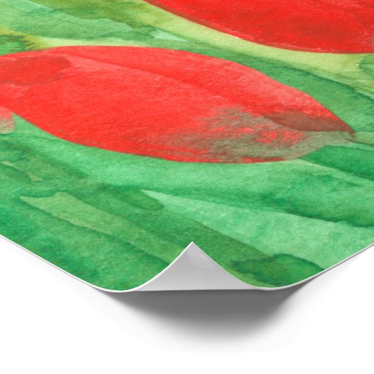Rainbow Tulip Field Wasserfarbe Blume Poster (Ecke)