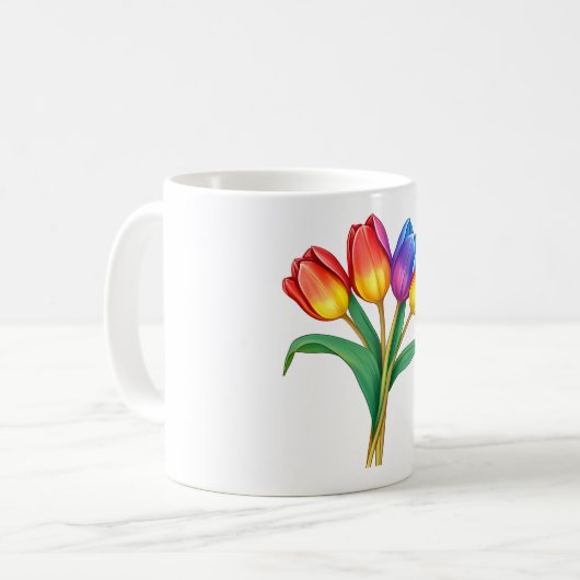Rainbow Tulip Tasse - Farbenfrohe Blume (Vorderseite Links)