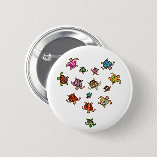 Rainbow Turtle Heart Button (Vorne & Hinten)