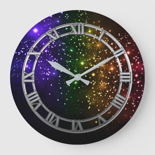 Rainbow Twilight Round Wall Clock Große Wanduhr (Vorderseite)