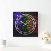 Rainbow Twilight Square Wall Clock Quadratische Wanduhr (Zuhause)