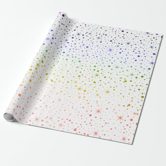 🌈 ✨ Rainbow Twinkling Stars Galaxy Geschenkpapier (Ungerollt)
