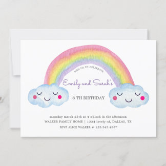 Rainbow Twins Birthday Einladung