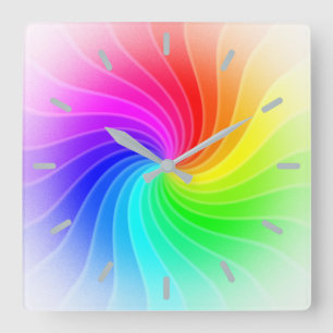 Rainbow Twirl Quadratische Wanduhr