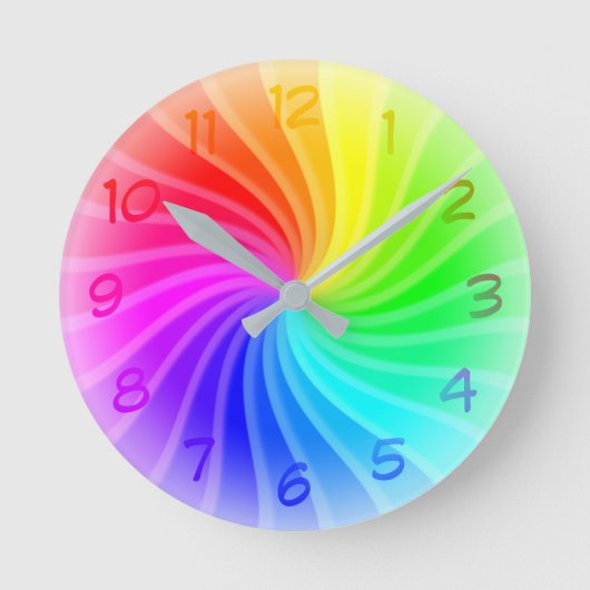 Rainbow Twirl Runde Wanduhr (Vorderseite)