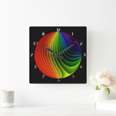 Rainbow Twist Square Wall Clock Quadratische Wanduhr (Zuhause)