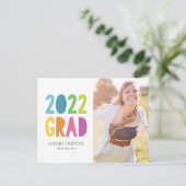 Rainbow Type Grad 2022 Foto Party Einladungspostkarte (Stehend Vorderseite)