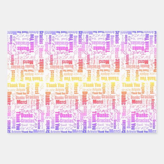 Rainbow Typografie Multilingual Vielen Dank Geschenkpapier Set (Vorderseite 3)