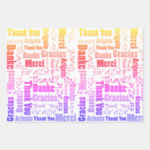 Rainbow Typografie Multilingual Vielen Dank Geschenkpapier Set (Vorderseite)