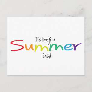 Rainbow Typografie Summer Bash Party Sale Postkart Einladungspostkarte