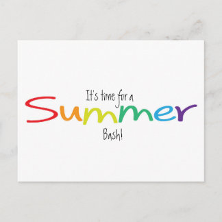 Rainbow Typografie Summer Bash Party Sale Postkart Einladungspostkarte