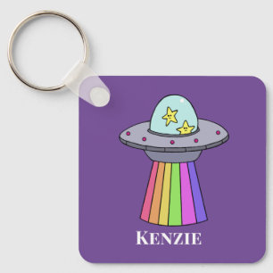 Rainbow UFO Personalisierter Schlüsselanhänger