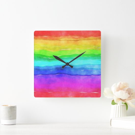 Rainbow-Uhr Quadratische Wanduhr (Zuhause)