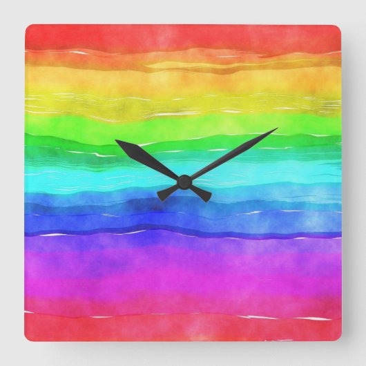 Rainbow-Uhr Quadratische Wanduhr (Vorderseite)