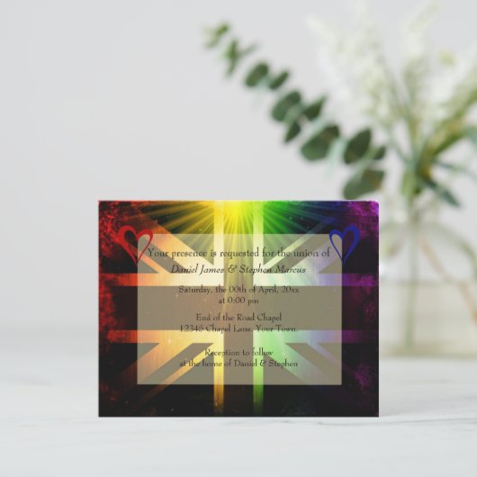 Rainbow UK Einladung (Stehend Vorderseite)