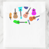 Rainbow Ukulele Ovaler Aufkleber (Tasche)