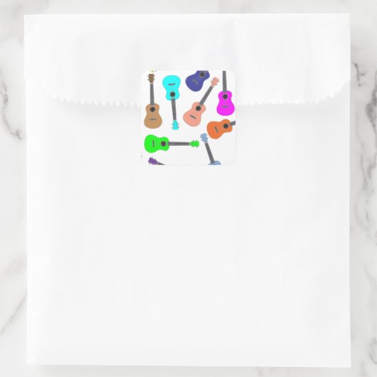Rainbow Ukulele Quadratischer Aufkleber (Tasche)