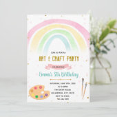 Rainbow und Art Party Einladung (Stehend Vorderseite)