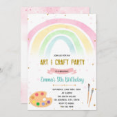 Rainbow und Art Party Einladung (Vorne/Hinten)