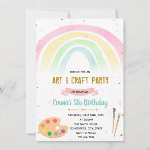 Rainbow und Art Party Einladung