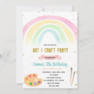 Rainbow und Art Party Einladung