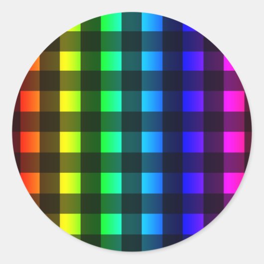 Rainbow und Black Buffalo Kariert Runder Aufkleber (Vorderseite)