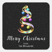 Rainbow und Black Ornaments Frohe Weihnachten Quadratischer Aufkleber (Vorderseite)
