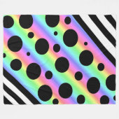 Rainbow und Black Polka Dots and Stripes Blanket Fleecedecke (Vorderseite (Horizontal))