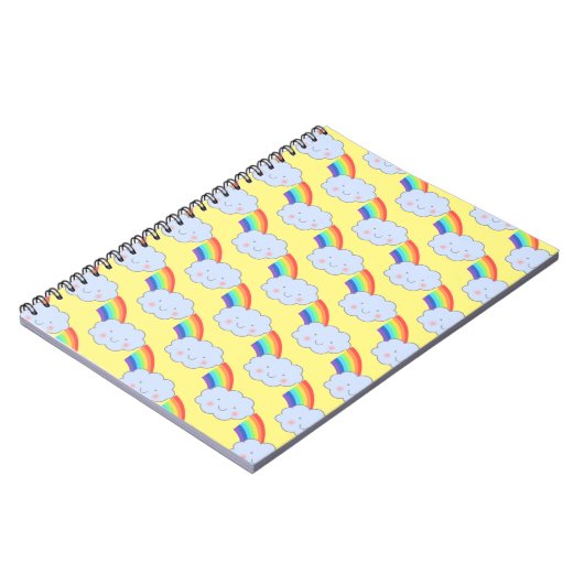 Rainbow und Cloud Niedlich Modern Pattern Notebook Notizblock (Linke Seite)