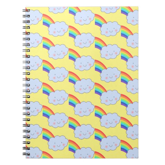 Rainbow und Cloud Niedlich Modern Pattern Notebook Notizblock (Vorderseite)