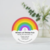 Rainbow und Clouds Round-Party Einladung (Stehend Vorderseite)