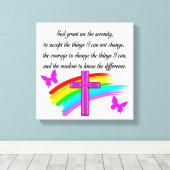 RAINBOW UND CROSS SERENITY PRAYER DESIGN LEINWANDDRUCK (Insitu (Holzboden))