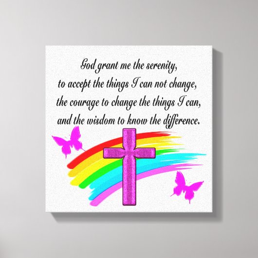RAINBOW UND CROSS SERENITY PRAYER DESIGN LEINWANDDRUCK (Vorderseite)