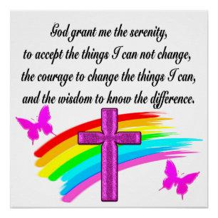 RAINBOW UND CROSS SERENITY PRAYER DESIGN POSTER