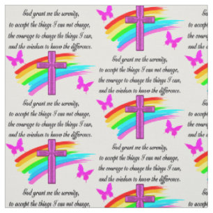 RAINBOW UND CROSS SERENITY PRAYER DESIGN STOFF