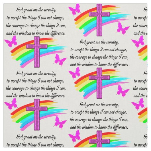 RAINBOW UND CROSS SERENITY PRAYER DESIGN STOFF (Muster)