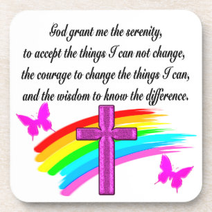 RAINBOW UND CROSS SERENITY PRAYER DESIGN UNTERSETZER