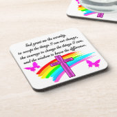 RAINBOW UND CROSS SERENITY PRAYER DESIGN UNTERSETZER (Linke Seite)