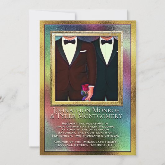 Rainbow und Gay Wedding Einladung (Vorderseite)