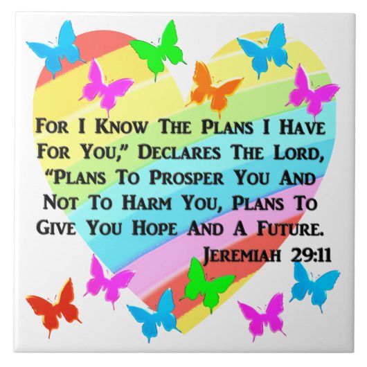 RAINBOW UND HERZEN JEREMIAH 29:11 FLIESE (Vorderseite)