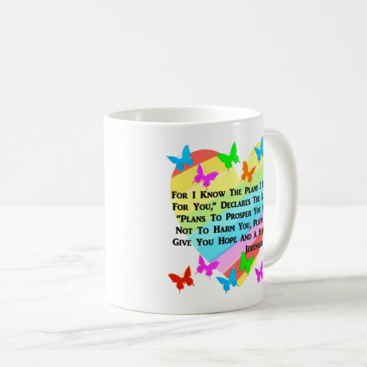 RAINBOW UND HERZEN JEREMIAH 29:11 KAFFEETASSE (VorderseiteRechts)