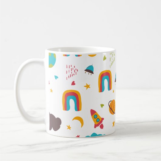 Rainbow- und Weltraumkindermuster Kaffeetasse (Links)