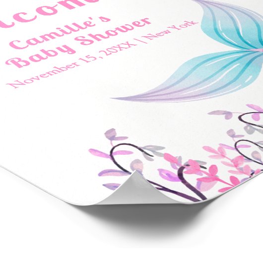 Rainbow Under Sea Mermaid Schwanz Baby Dusche Herz Poster (Ecke)